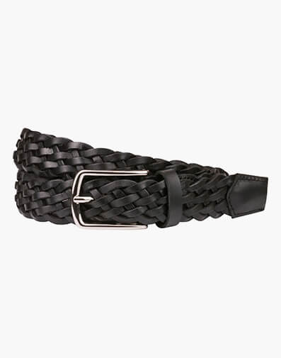 Neeson Leather Braid Belt  in BLACK for $29.80