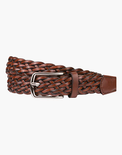Neeson Leather Braid Belt  in BROWN for $48.97