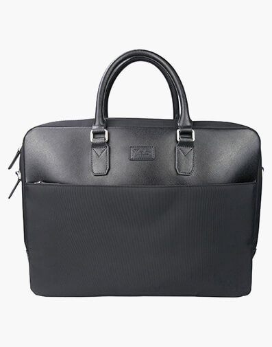 Caesar Nylon & Leather Briefcase in BLACK for $209.97