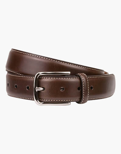 Cruise  Stitched Crossover Leather Belt  in DARK BROWN for $55.96