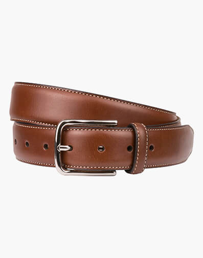 Cruise  Stitched Crossover Leather Belt  in BROWN for $55.96