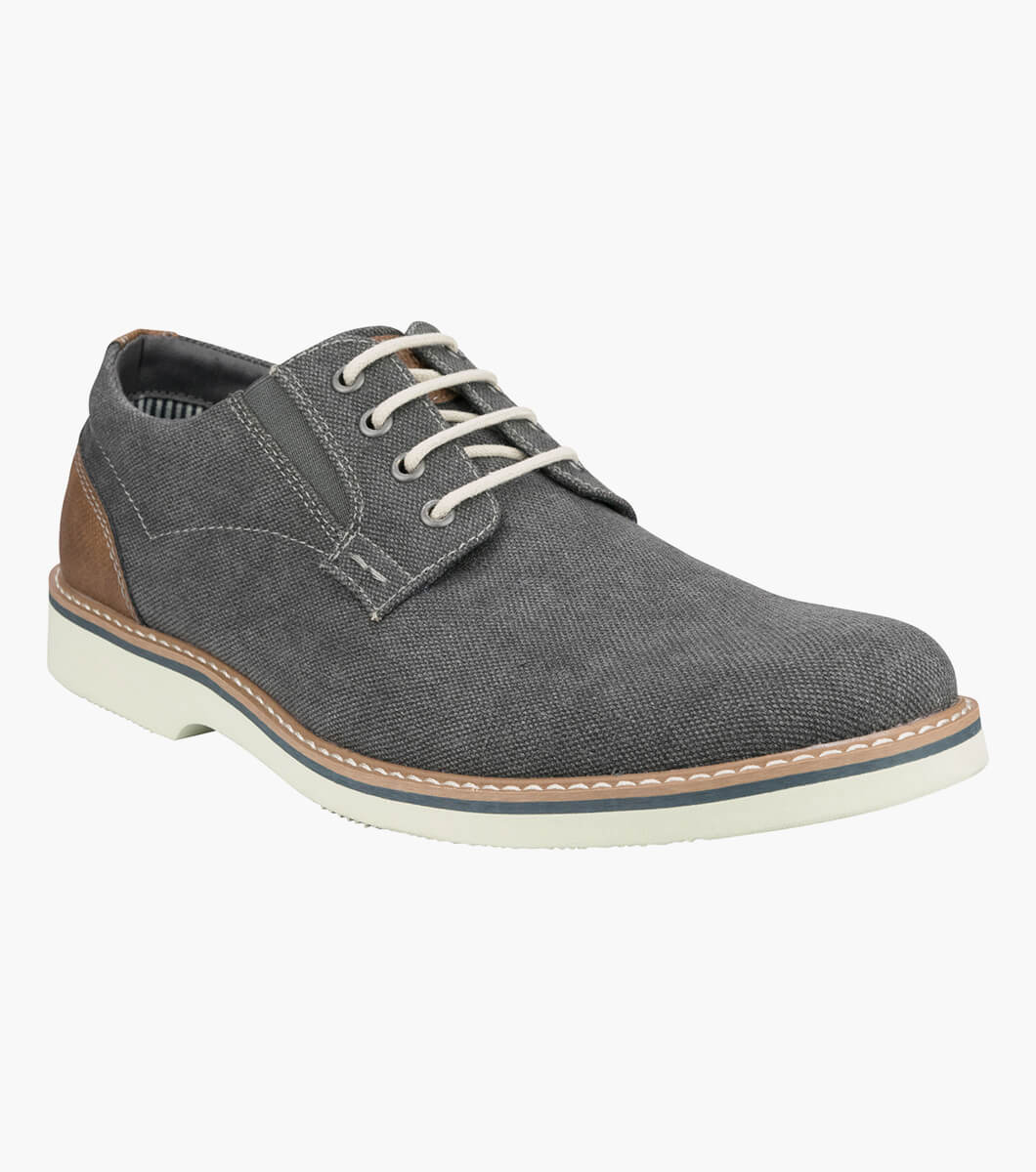 Men’s Casual Shoes | GUNMETAL Canvas Plain Toe Derby | Florsheim Barklay