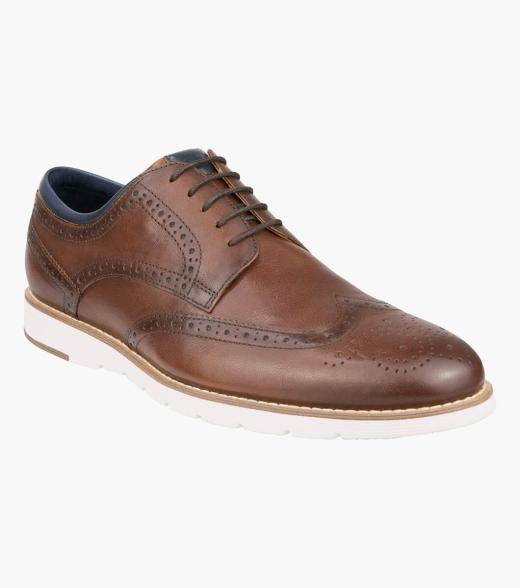 carlo morandi cognac plain toe derby