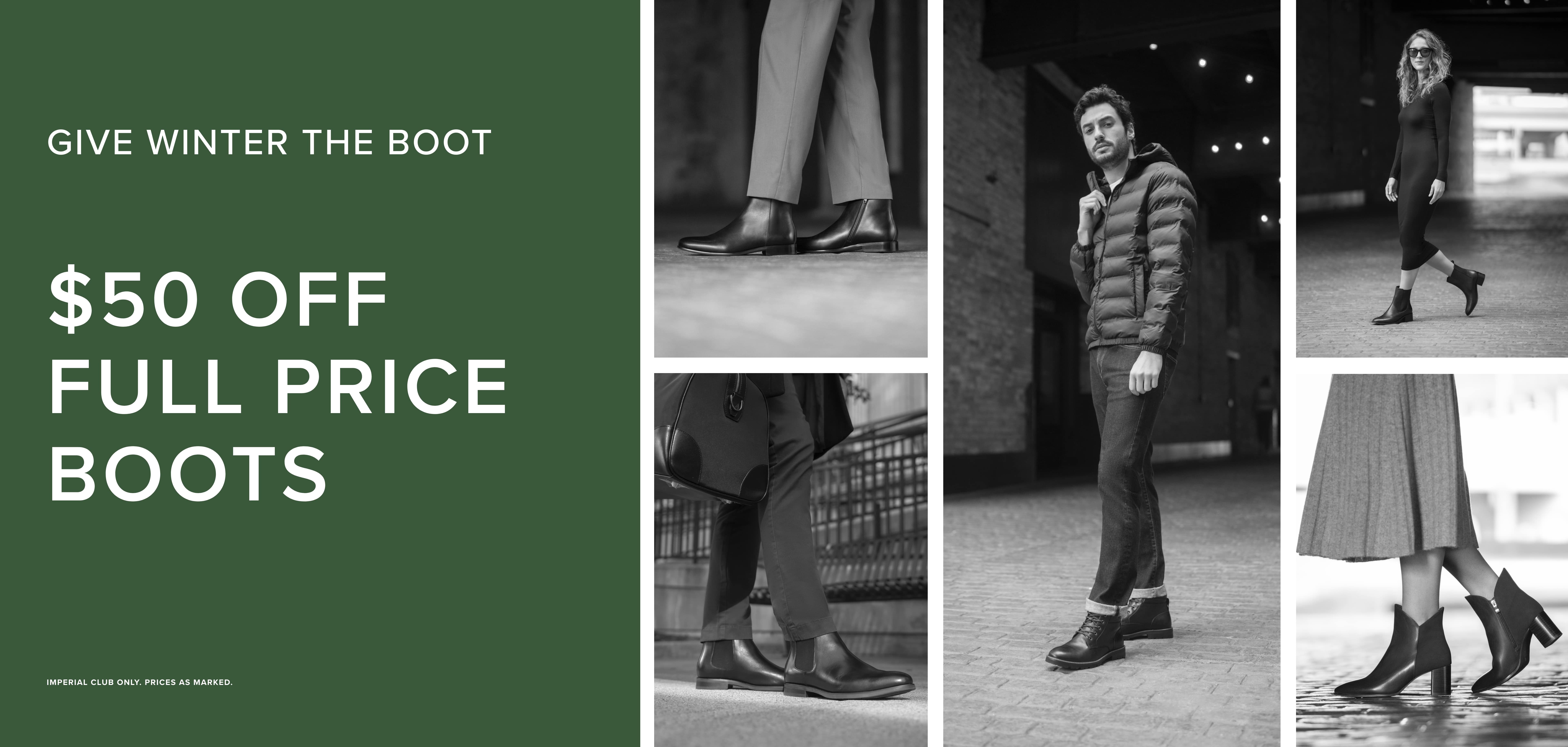 July - $50 off full price boots 