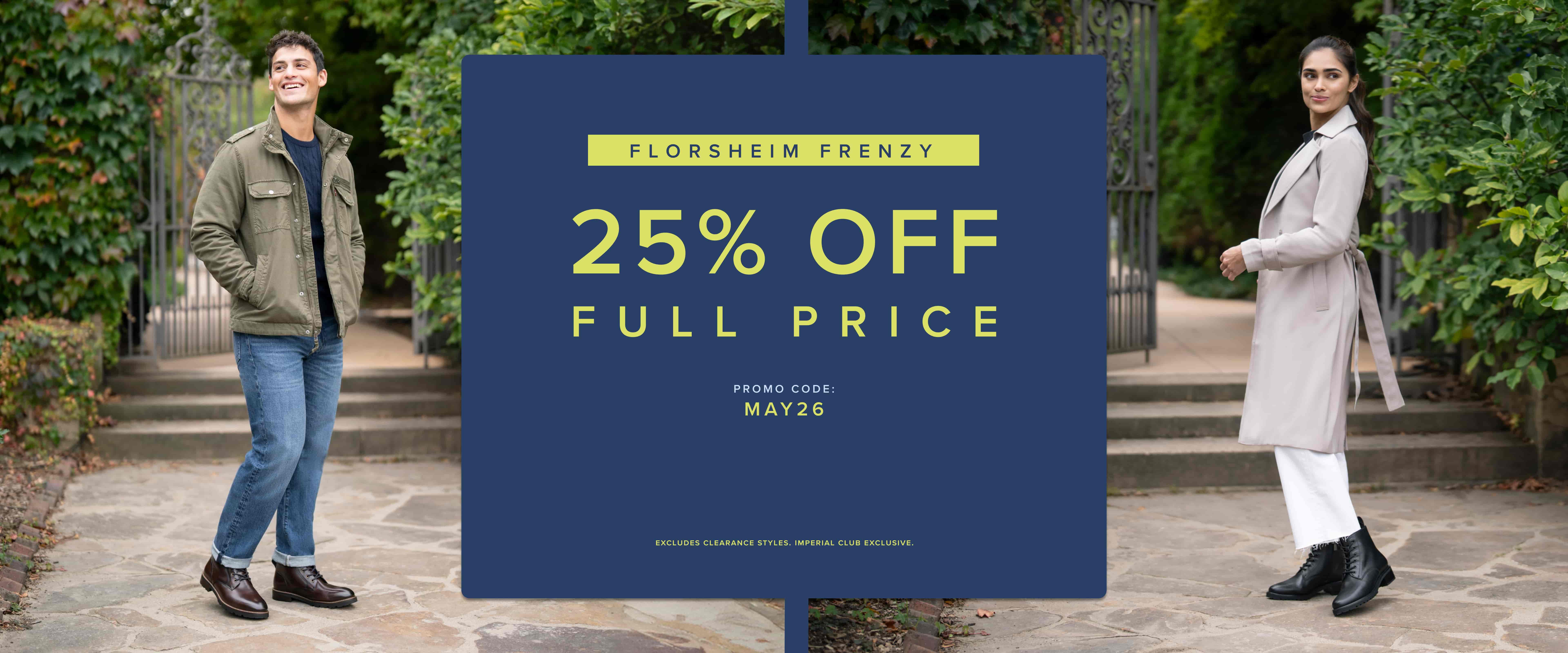 May - 25% Off Full Price 