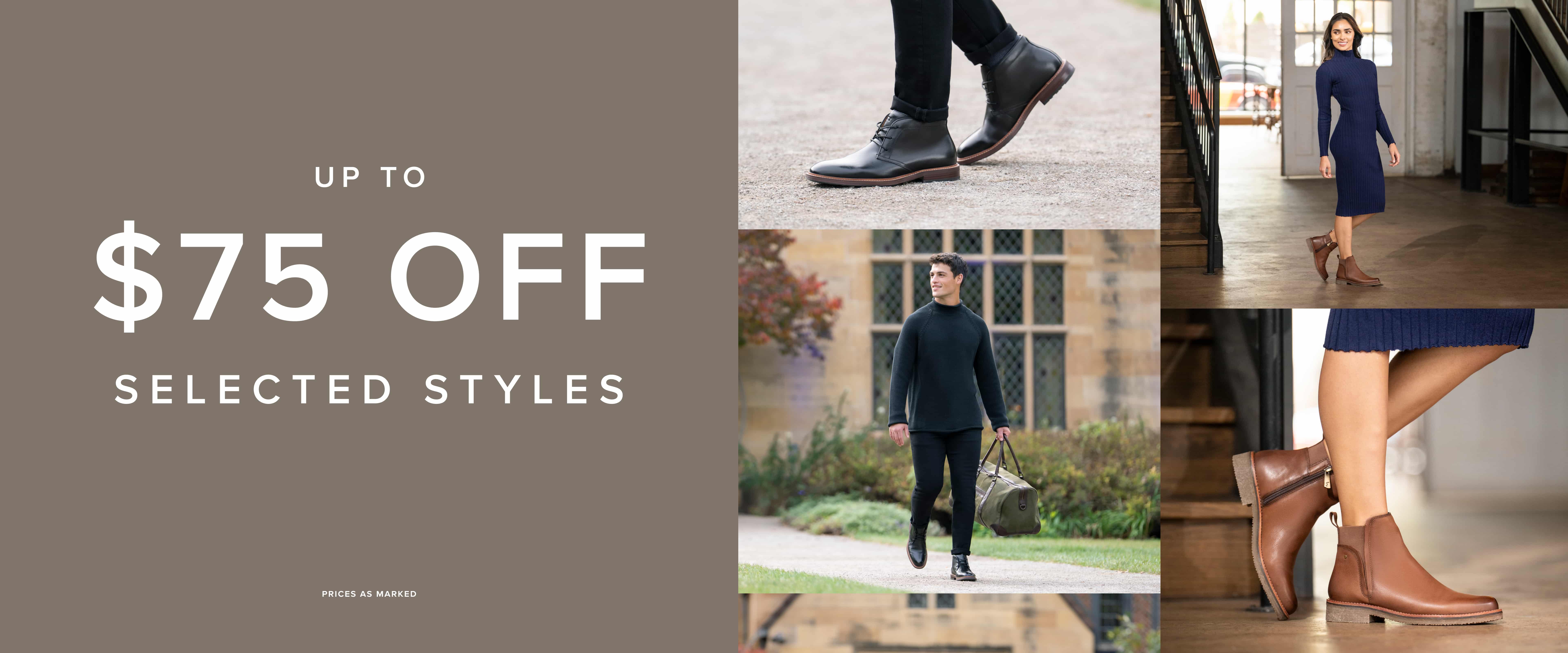 July - up to $75 off selected styles 