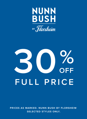 Aug - 30% Off Nunn Bush 