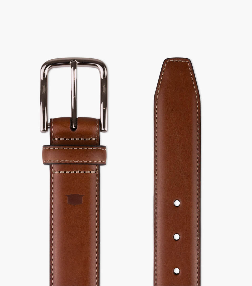 Men’s Belts | TAN Stitched Crossover Leather Belt | Florsheim Cruise