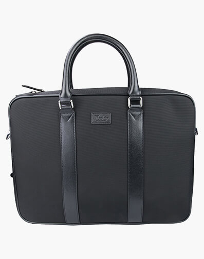 Westport Nylon and Leather Briefcase BLACK