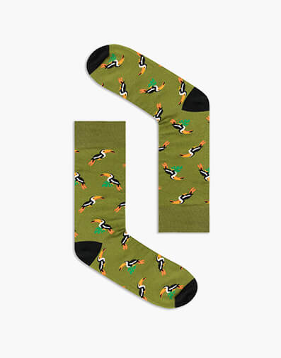 Toucan Bamboo Jacquard Sock in OLIVE for $12.95