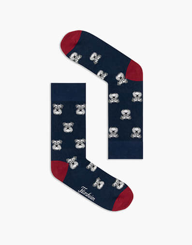 Schnauzer Cotton Jacquard Sock in NAVY for $12.95