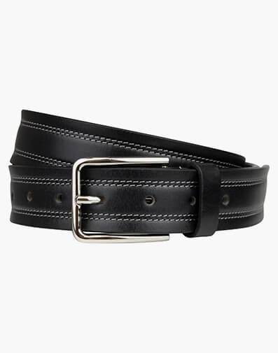 Quinn Belt Stitched Leather Belt  in BLACK for $29.80
