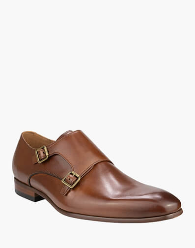 Flicker Plain Toe Double Monk Strap in TAN for $99.80