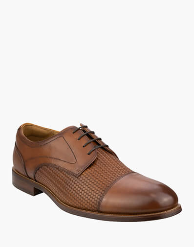 Rucci Cap Weave Cap Toe Derby in COGNAC for $189.95