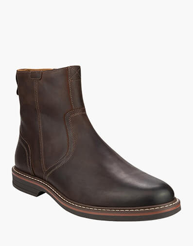 Norwalk Zip Plain Toe Side Zip Boot in BROWN for $167.97