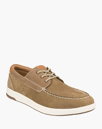 Crossover Boat Shoe Elastic Lace Moc Toe Boat Shoe in MUSHROOM for $119.80