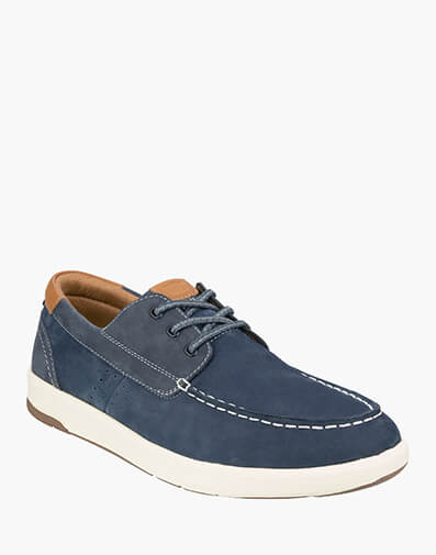 Crossover Boat Shoe Elastic Lace Moc Toe Boat Shoe in NAVY for $119.80
