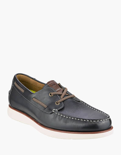 Tropics 2 Eye Elastic Lace Moc Toe Boat Shoe in NAVY for $199.95