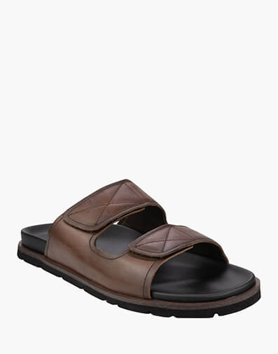 Bayside Sandal Double Strap Slide Sandal  in BROWN for $149.95