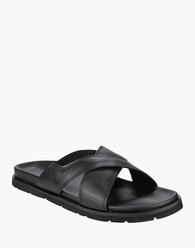 Bayside Slide Cross Strap Slide Sandal in BLACK for $149.95