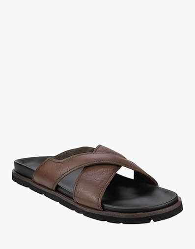 Bayside Slide Cross Strap Slide Sandal in BROWN for $149.95
