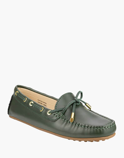 Connie Moc Toe Loafer in Dark Green for $109.80