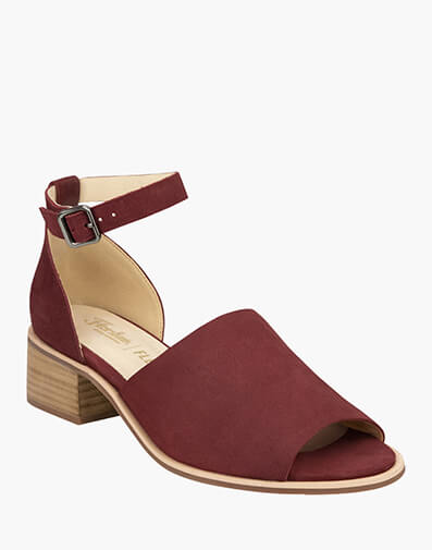 Sophie Open Toe Block Heel Sandal in BURGUNDY for $99.80