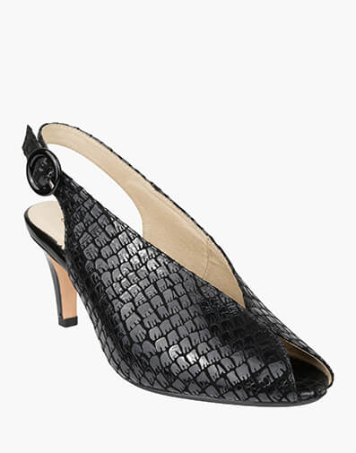 Prise Peep Toe Slingback Heel  BLACK