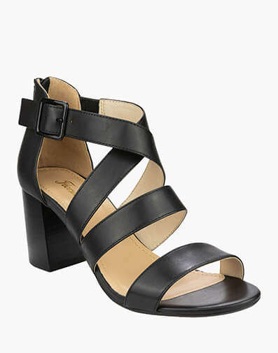 Monelle Open Toe Strap Block Heel in BLACK for $99.80