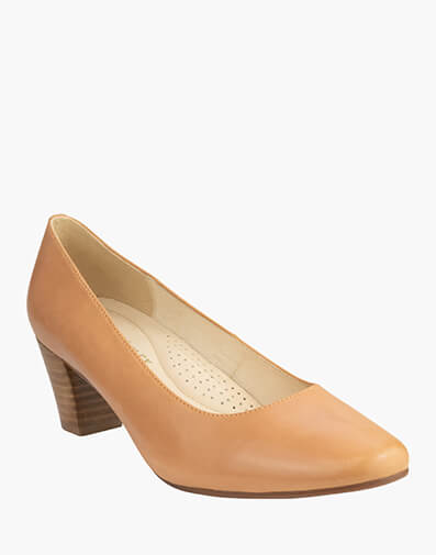 Jessica Flex Almond Toe Block Heel in TAN for $189.95