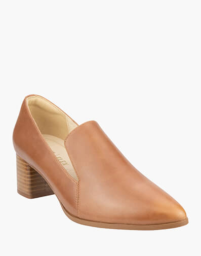 Yvette Point Toe Block Heel in DARK TAN for $199.95