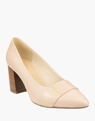 Monique Point Toe Block Heel in Biscuit