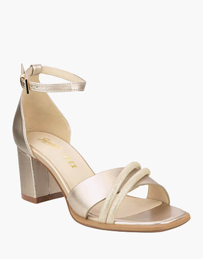 Tahlia Open Toe Block Heel Sandal in GOLD for $219.95