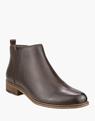Mel Plain Toe Zip Boot in DARK BROWN for $189.95