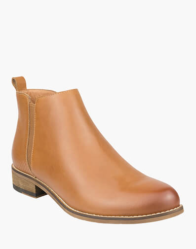 Mel Plain Toe Zip Boot in COGNAC for $189.95