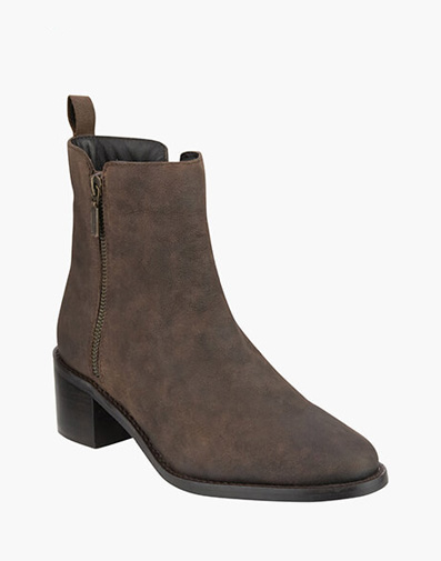 Lindsay Almond Toe Zip Boot in BROWN for $209.95