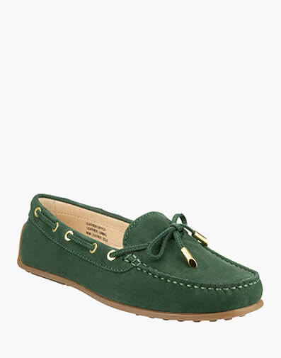 Aspe Moc Toe Loafer in Dark Green for $109.80