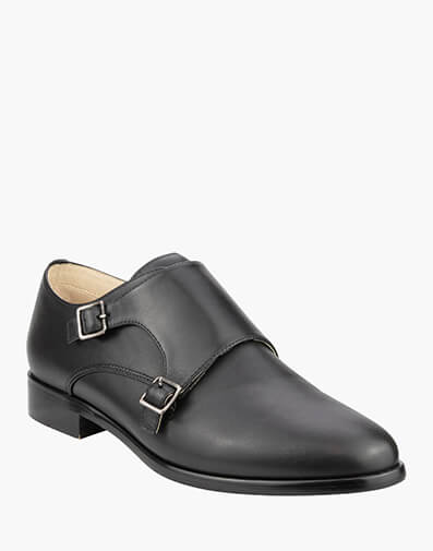 Flex Monk Plain Toe Double Monk Strap in BLACK for $129.80