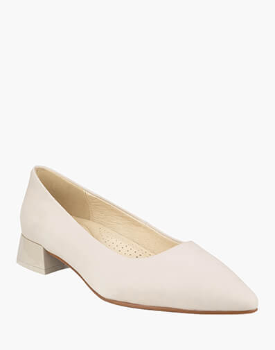 Adina Point Toe Block Heel in BONE for $209.95